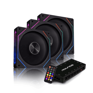 Kit 3 Fan 120mm Round5 Nordwind Forward Com Controladora ARGB Preto R5 - imagem 2
