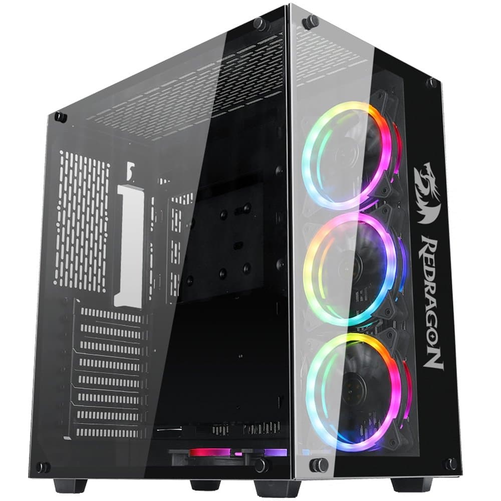 Gabinete Gamer Redragon Wideload Preto Vidro Atx Mid Tower