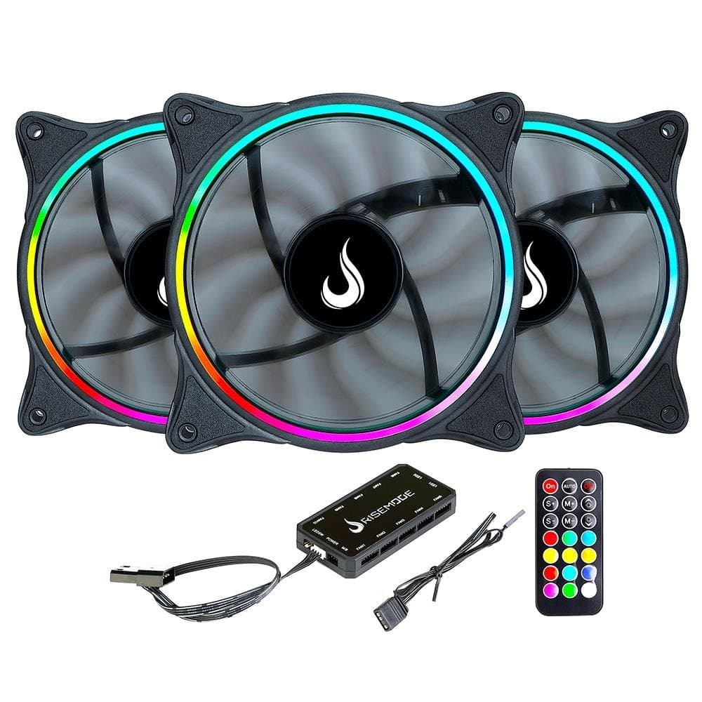 Kit 6 Fans Rise Mode X ARGB 120mm S/controladora Preto